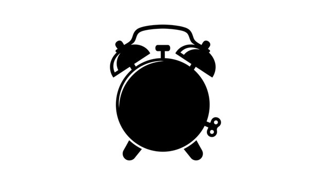 Alarm Clock Silhouette On White Background Minimalist Design