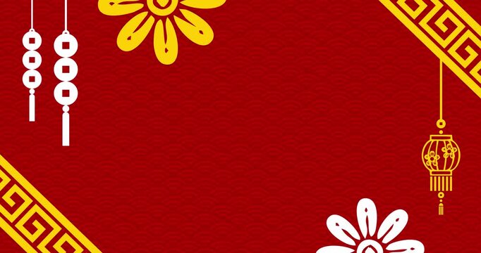 Red copy space animation with Chinese New Year ornament decoration