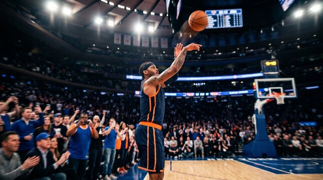 Basketball Player Game Winning Shot in Arena