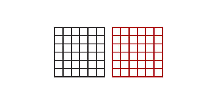Two square wireframe grids in different colors
