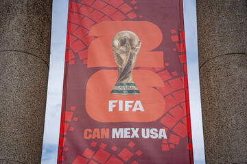 Naklejka premium FIFA World Cup 2026 banner displayed at Exhibition Place. Toronto, Canada - June 9, 2026.