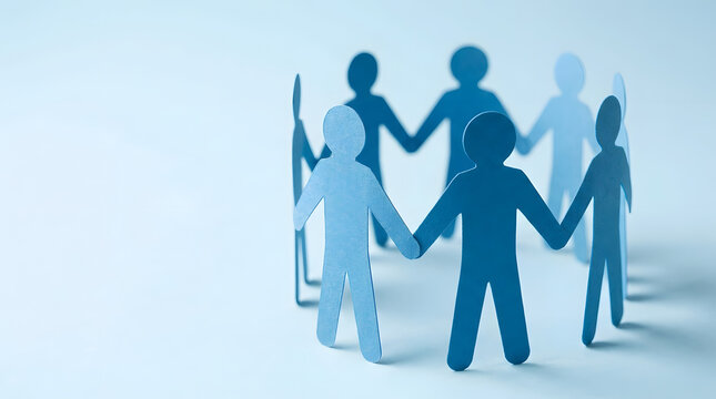 Blue paper figures in circle isolated on transparent background