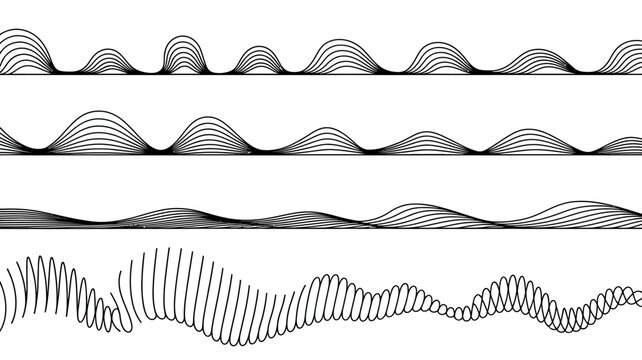 Abstract wave interference patterns and sound wave visualization illustration