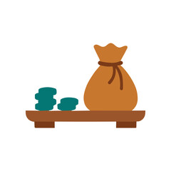 Money bag with coin stack. © Ekodro