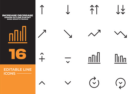 Increase Decrease Arrow Growth Finance Trend Indicator Icon Set
