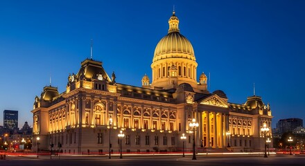 Fototapeta premium Illuminated Government Building at Dusk.