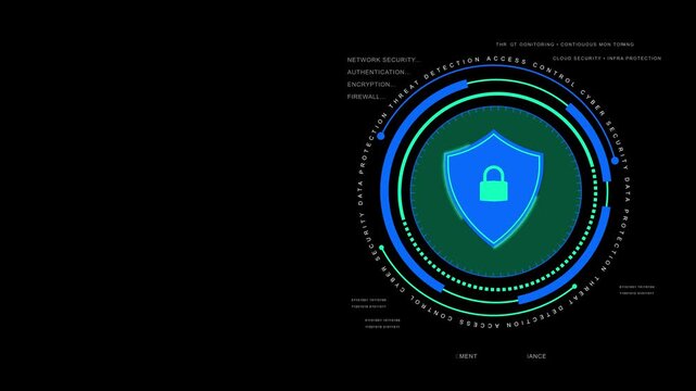 Cybersecurity Shield Interface Animation Representing Data Protection and Digital Security