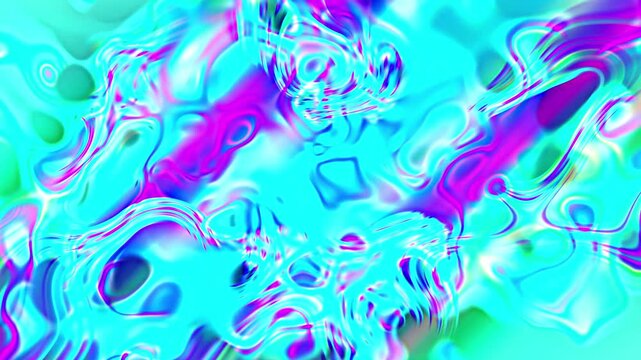 Gradient shimmering iridescent fabric surface. Waves of iridescent liquid animated. Iridescent reflective material. Glossy reflective wave. Holographic foil and opalescent with pearlescent background.