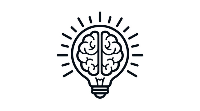 Innovative brainstorming concept with light bulb and brain inside