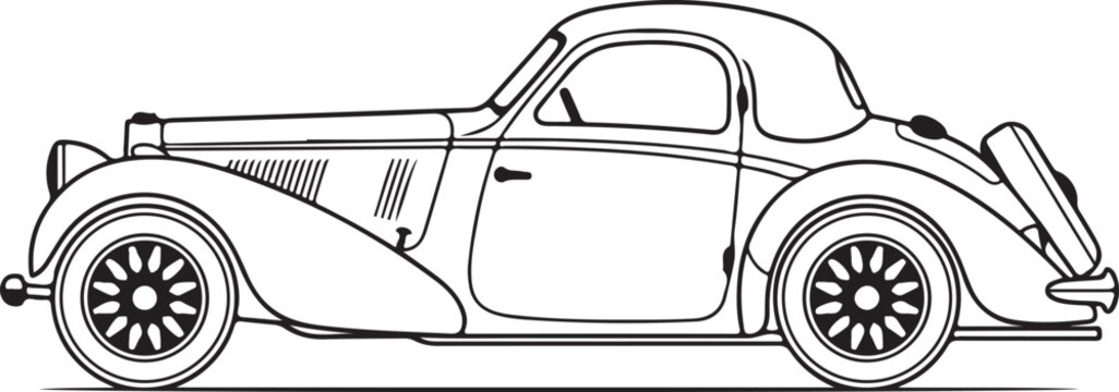 Classic Coupe Automobile Line Art Vector Design
