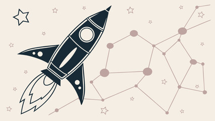 Space rocket launching with constellation background graphic, constellation © bali