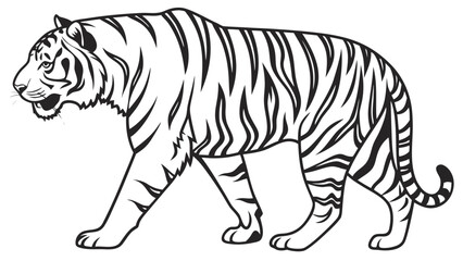 Obraz premium Stylized tiger graphic silhouette illustration with wildlife predator strength