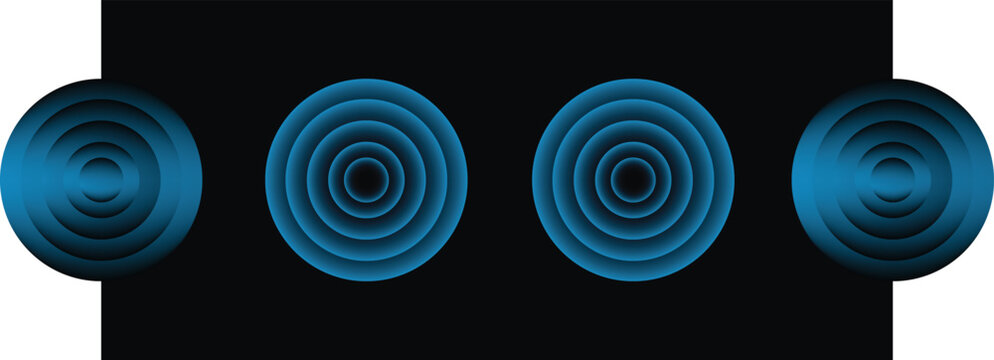 Wifi wave light effect. Radar sensor, beep technology, digital sign.Transparent neon circle symbol. wireless internet connection. Radar or sonar with wireless technology emitting a light effect