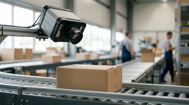 Machine Vision Camera Scanning Box on Conveyor Belt