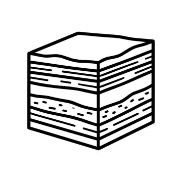 Detailed illustration of layered rock formation.