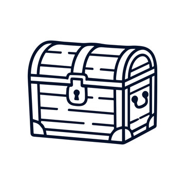 Old wooden treasure chest with lock.