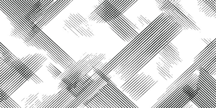 Dark abstract grunge crosshatch scribble line pattern background with dense black ink hand drawn sketch vector illustration.
