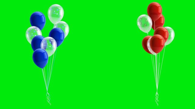 Seamless loop of party balloons on green screen , Looped festive balloons animation (Chroma Key), Celebrate party balloons floating green screen loop 