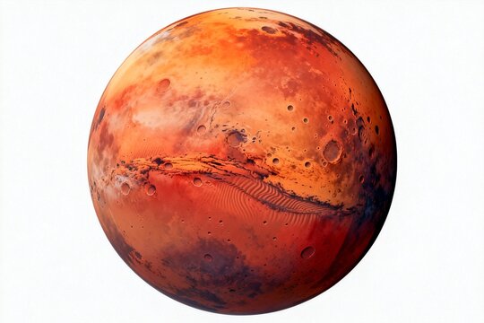 Red planet with craters and surface features