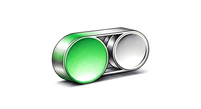 Modern Green On Off Toggle Switch Isolated on White.