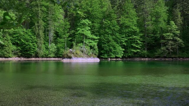 Badersee in Spring with the Zugspitze Group, Wetterstein Mountains, the Zugspitze Village of Grainau, Werdenfelser Land, Bavarian Alps, Upper Bavaria, Bavaria, Germany