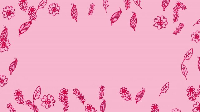 Animated Botanical Floral Border with Copy Space on Turquoise Background