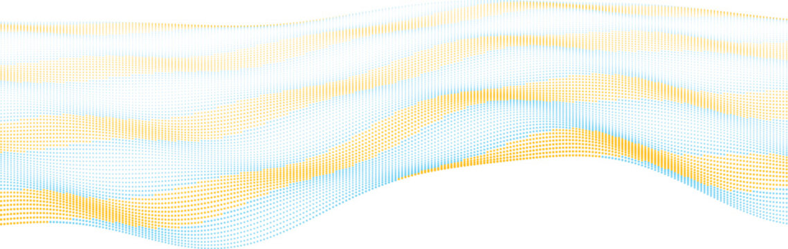 Abstract wave background made of yellow and light blue dotted lines vector illustration