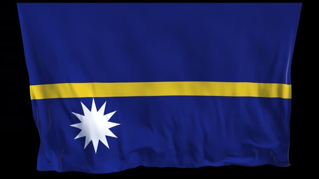 Professional animation of the Nauru flag waving in the wind, ideal for news content, travel videos, educational projects, cultural presentations, political topics, web banner use, and national holiday