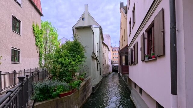 Zusammenfluss von Hinterem und Mittlerem Lech, Augsburg, Schwaben, Bayern, Deutschland