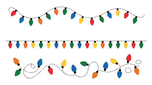 A simple bold logo design featuring a string of colorful holiday lights