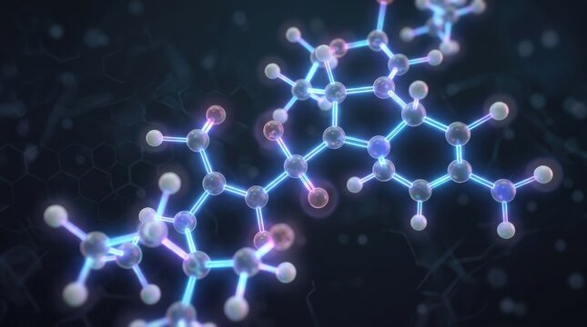 Molecular structure visualization with glowing connections molecular structure, structure visualization, visualization glowing,