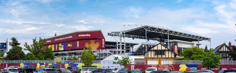 Naklejka premium View of Toronto Stadium BMO Field prepared for FIFA World Cup 2026. Toronto, Canada - June 9, 2026.