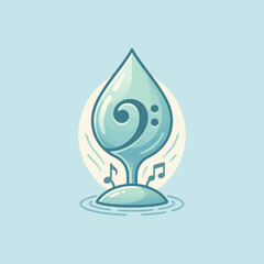 Fototapeta premium A stylized water drop icon featuring a musical bass clef symbol