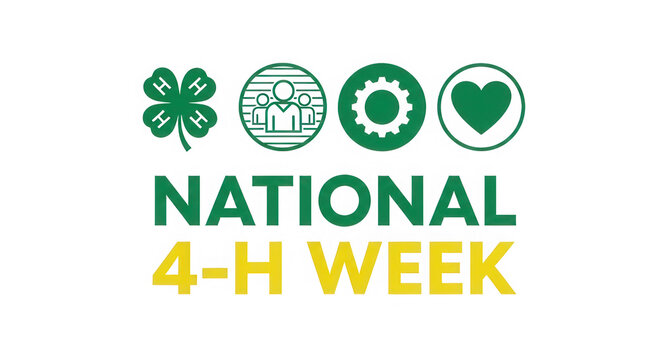 National 4-H Week logo design with green clover and symbols isolated on transparent background
