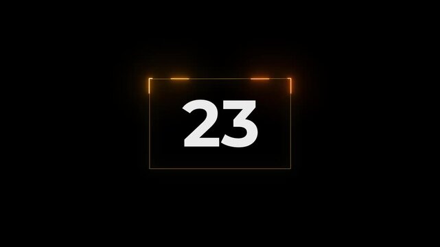 28 seconds countdown timer animation, 28-0 counting down seconds neon number digital coundown animated video.