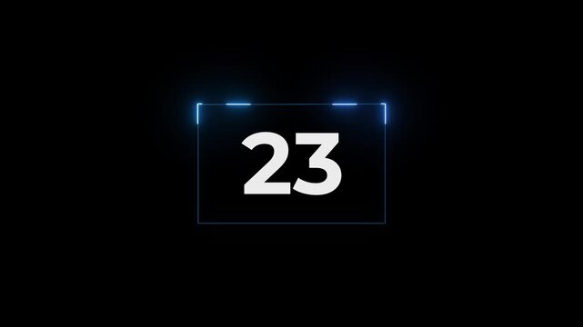 28 seconds countdown timer animation, 28-0 counting down seconds neon number digital coundown animated video.