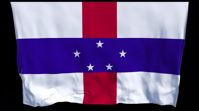 Professional animation of the Netherlands Antilles flag waving in the wind, ideal for Caribbean history, cultural projects travel content education web banner national holiday visuals. Dutch Antilles