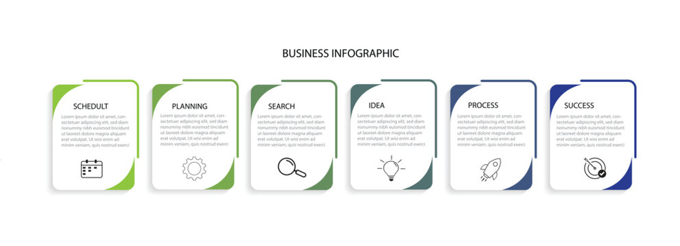 Timeline creator infographic template.6 Step timeline journey, infographics design template vector illustration.	