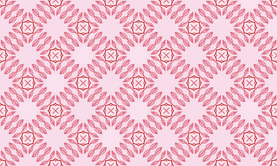 Fototapeta premium P25c Red Geometric Leaf Mandala Seamless Pattern Background