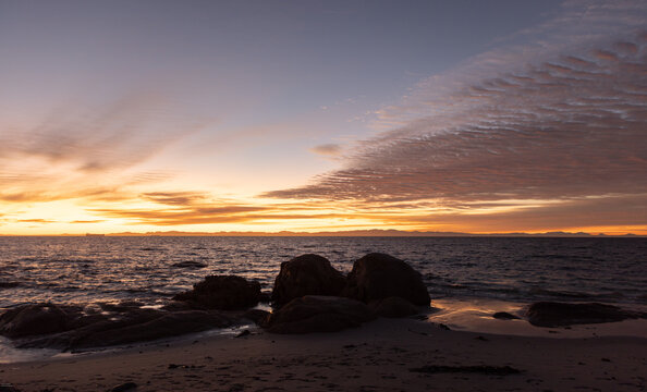 sunrise, rocky coastline, Shelley Point, Western Cape, South Africa