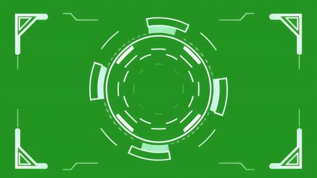 Futuristic green screen animation with circular hud elements and corner design elements