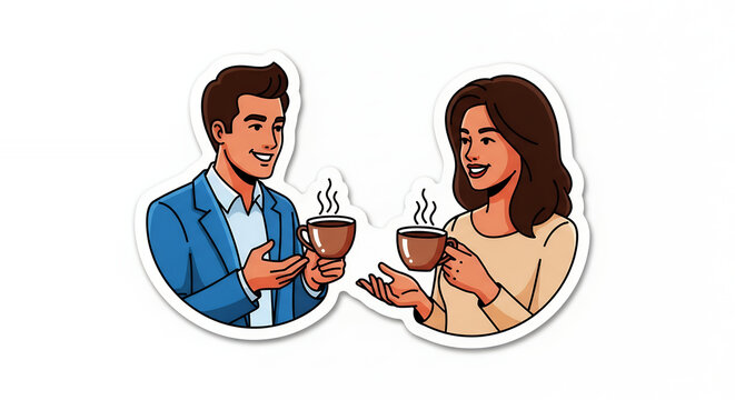 Man and Woman Enjoying Coffee Together.