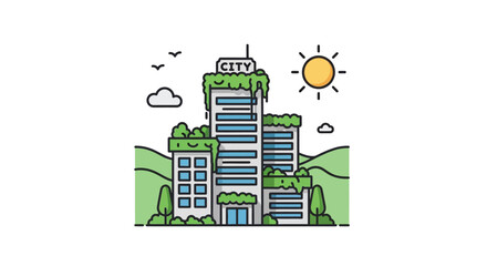 Fototapeta premium Eco friendly city with green buildings.