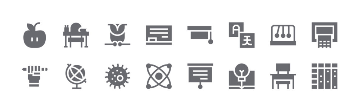 16 solid Education icons for web, app and interface design featuring. for website design and mobile, app development, print. from education collection isolated on white background., hand, teacher