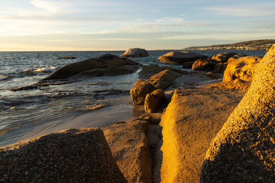 sunrise, rocky coastline, Shelley Point, Western Cape, South Africa