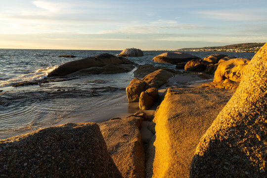 sunrise, rocky coastline, Shelley Point, Western Cape, South Africa