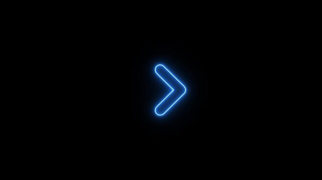 4K abstract blue neon arrow loading icon and uploading animation. Abstract glowing neon directional arrow loading icon animation. Abstract directional neon arrow icon animation. Direction banner.