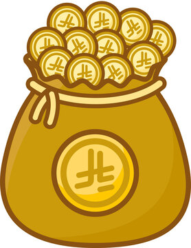Saudi Riyal SAR money bag with coins