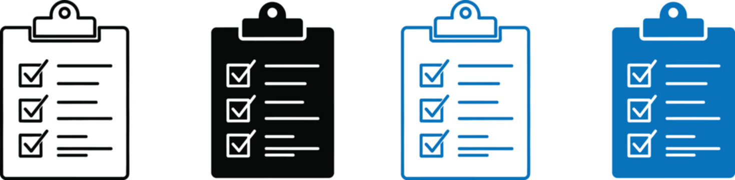 Checklist icons on clipboard for business productivity