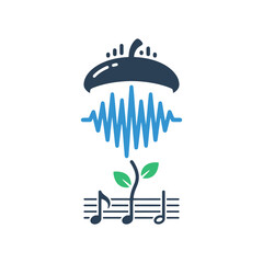 A stylized graphic of an acorn growing into musical notes © Tabor